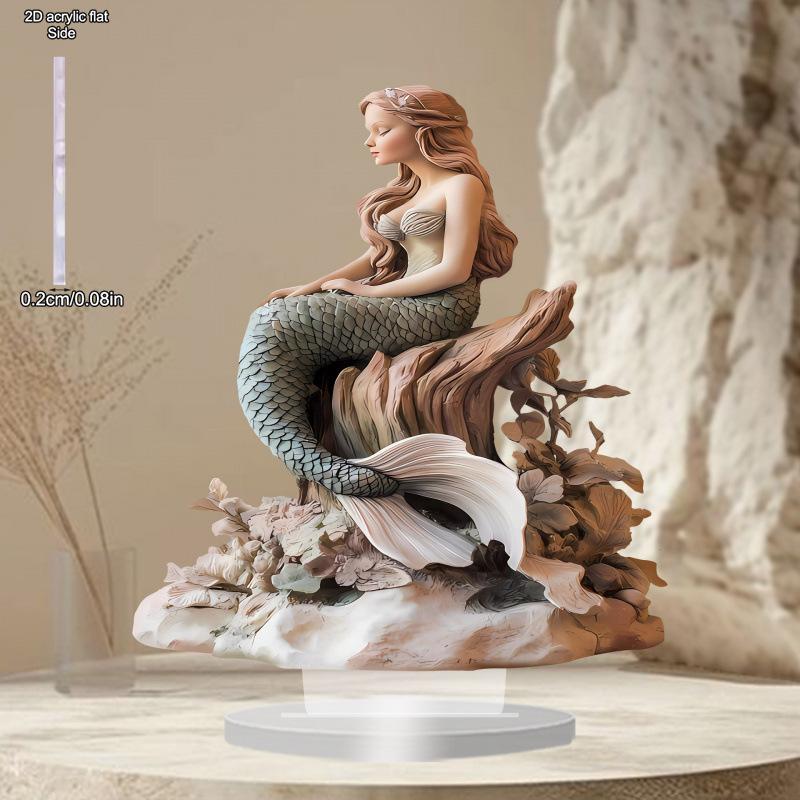 2D Flat Acrylic Mermaid Decoration, Indoor and Outdoor Decoration - No Battery/electricity Required, Free Day Decoration, Shop Decoration, Durable