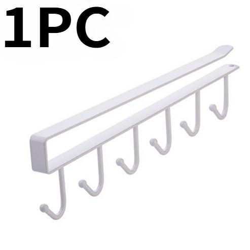 Multifunction 6 Hook Iron Art Wardrobe Hooks Mug Cup Hanger Bathroom Sundries Storage Organizer Kitchen Cabinet No Nailing Hooks