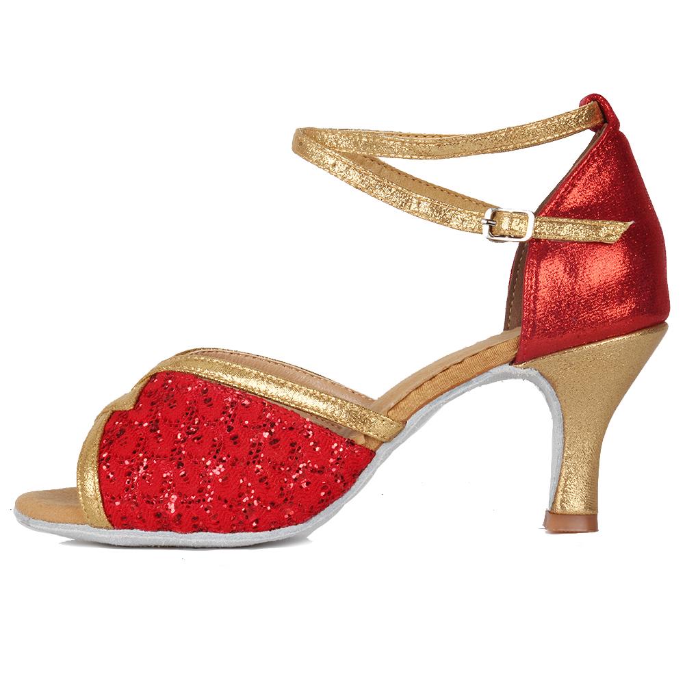 

Взуття для латини для дівчаток Жіноче танцювальне взуття Жіноче взуття на високих підборах з м’якою підошвою 39 червоний