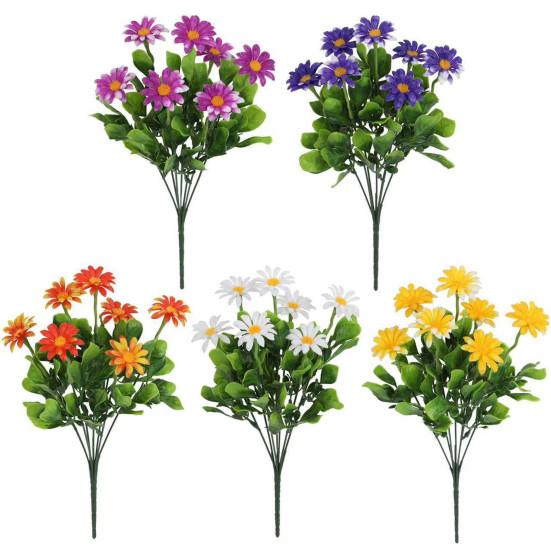 5 Pcs Faux Daisies Bundles UV Resistant Artificial Flowers Realistic Fake Fall Flowers with Bendable Stems for Flower Arrangement Indoor Decorations