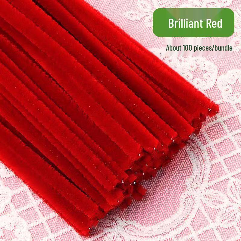 Thickened White Chenille Pipe Cleaners - Mixed Colors for DIY Bouquet Crafts
