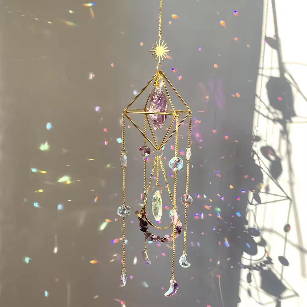 Honor of Crysal Rainbow Wind Chime Pendant Geometric Balcony Decoration Wind Chime Crystal Decoration