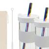 Glass Kit Smoothie Mugs Jar with Lid Straw for Drinking Cold Iced Office Travel