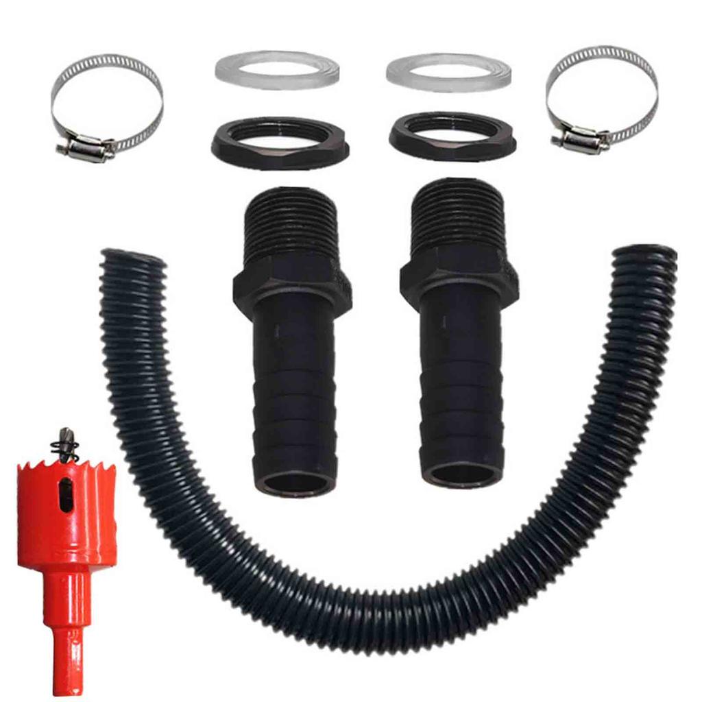 Rain Barrel Connector Water Tanks Link Systems with 100cm Hose & Fittings Linking set for Efficient Water Collection