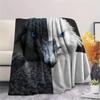 1PC Bicolor Animal Portraits Print FlAannel Blanket, High Quality Comfortable for All Seasons, Home Decor, Warmth and Comfort