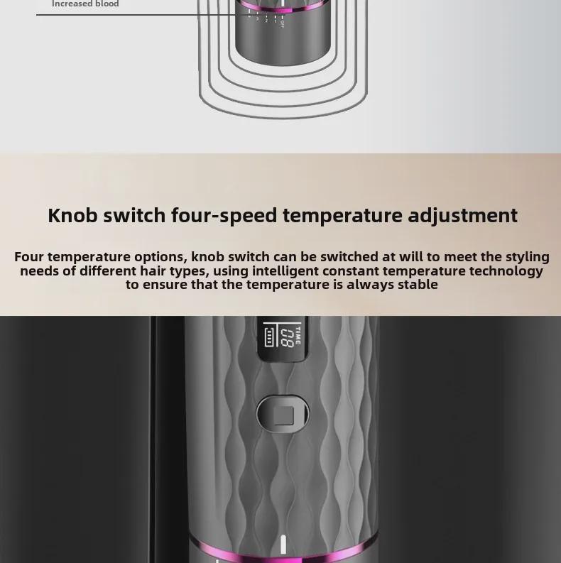 Wireless Automatic Rotating Curling Iron with LCD Display