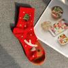 5Pairs Cartoon Christmas Socks Snowman Cotton Socks Women Comfortable Mid-calf Socks  Girl
