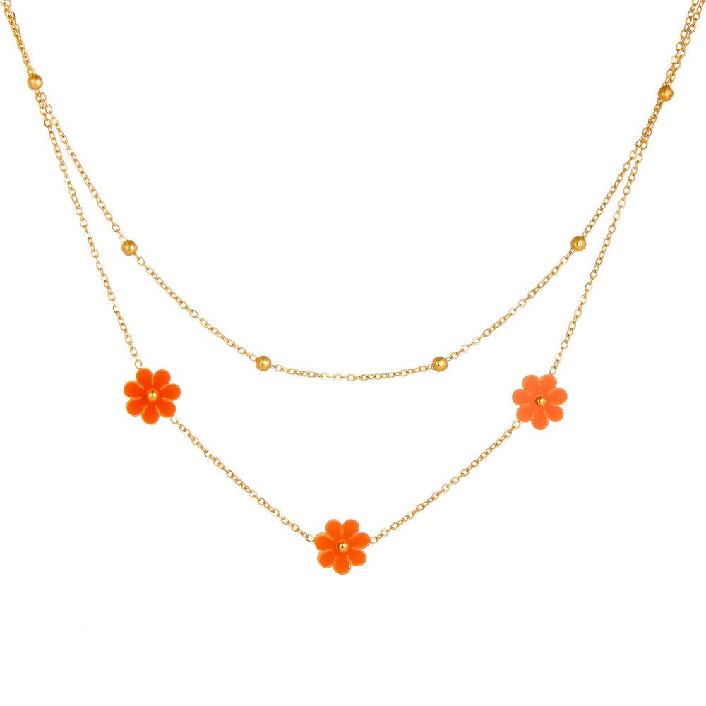 Non-Fading Titanium Steel Daisy Jewelry Set: Stainless Steel Earrings, Bracelet & Necklace for Women