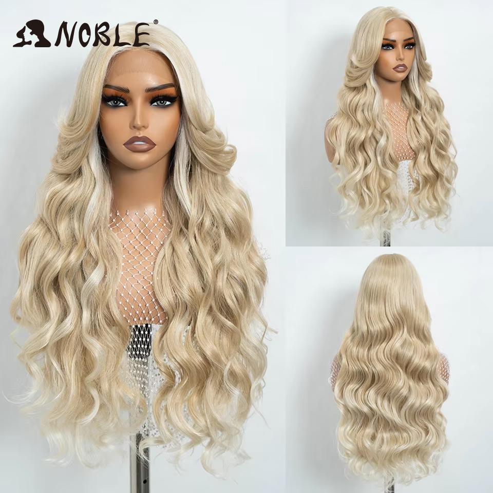 

Noble Synthetic lace Wig Body Wave Lace Front Wigs For Women 30 Omber Blonde Lace Frontal Wigs Heat Resistant Fiber Cosplay Wig (as the picture,150%&30inches&Lace Front)