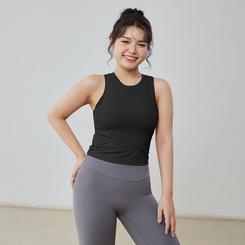 

Женский ударопрочный жилет для йоги с нагрудной подушечкой - Топ для фитнес-тренировок без рукавов Medium