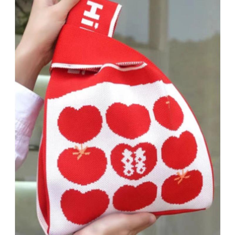 Knitted bag, gift bag, souvenir gift, woven bag, gift bag, fashion wrist bag, handbag, women's bucket bag.