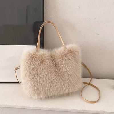 Borsa a tracolla in pelliccia sintetica da donna, secchiello, peluche, design di lusso, borse da donna, morbide, invernali, a tracolla