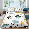 Cartoon Yellow Duck King Queen Duvet Cover Farm Lovely Animal Bedding Set Blue Bubble Quilt Cover Soft Polyester Comforter Cover