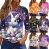 Women's T Shirt Christmas Print 3/4 Sleeve Daily Weekend Fashion Basic Round Neck Regular Top