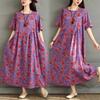 DIMANAF 2025 Plus Size Summer Dress Women Casual Vintage Long Dress Floral Printing Loose Shirt Dress Maxi