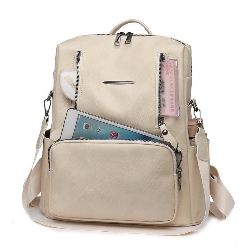 Large Capacity Women's Backpack Travel PU Backpack Student Schoolbag