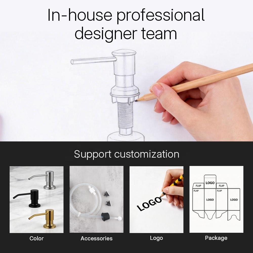 Custom 500ml Kitchen Manual Black Hand Dish Soap Dispenser Stainless Steel for Kitchen Sink Factory in China