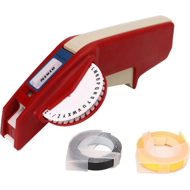 Asixxsix Embossing Label Maker, Handheld Label Maker Machine with 2 Color Tapes One Hand Protable Manual 3D Embossing Printer Labeler Machine for DIY