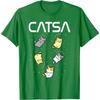 Catsa Astronaut Cats Graphic Tee Funny Space Lover Print Round Neck T-Shirt