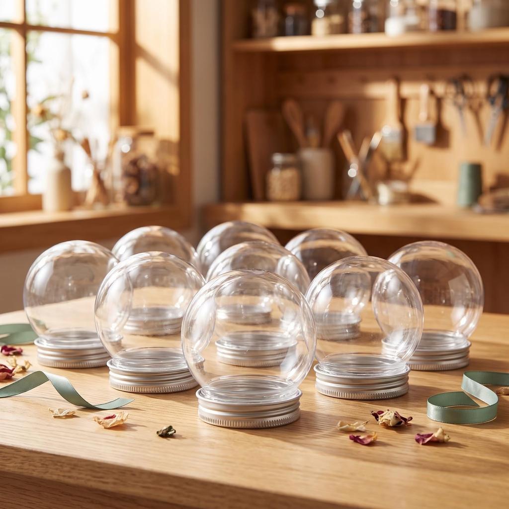 Sewacc Christmas Transparent Snow Globe DIY Set of Plastic Snow Globe Bottles Kit, 150ml, 10,