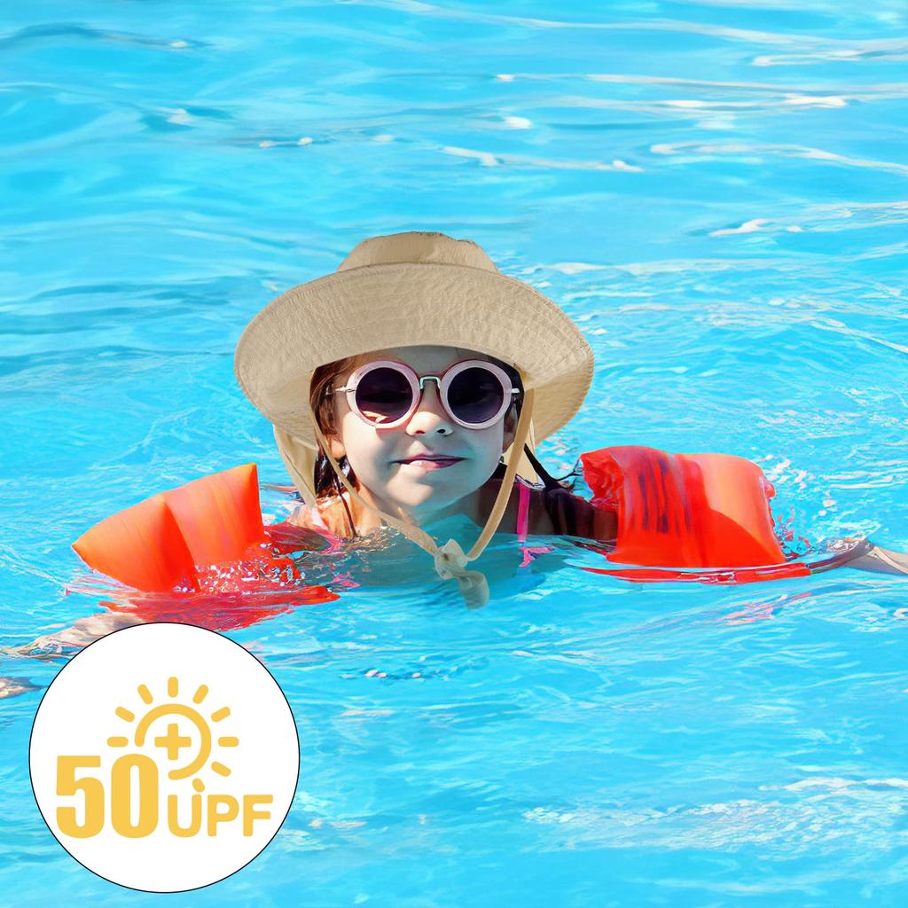 Safari Hat for UV Adjustable Sun Swimsuit Shade Bucket Hat M [ESTAMICO] Kids, Protection, Hat, Girls, Boys, Hat, (Toy, Yellow, (52-54cm)