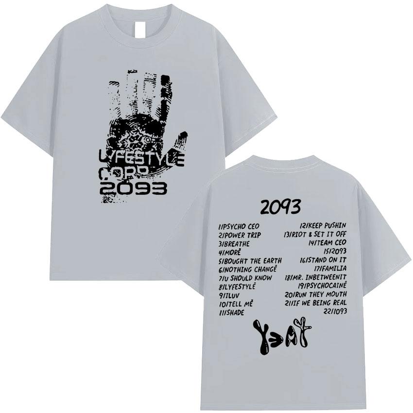 Rapper Yeat 2093 Musik Grafikdruck T-Shirt Herrenmode Hohe Qualität Lässig Baumwolle Kurze Ärmel Sommer Übergroß Y2K T-Shirts