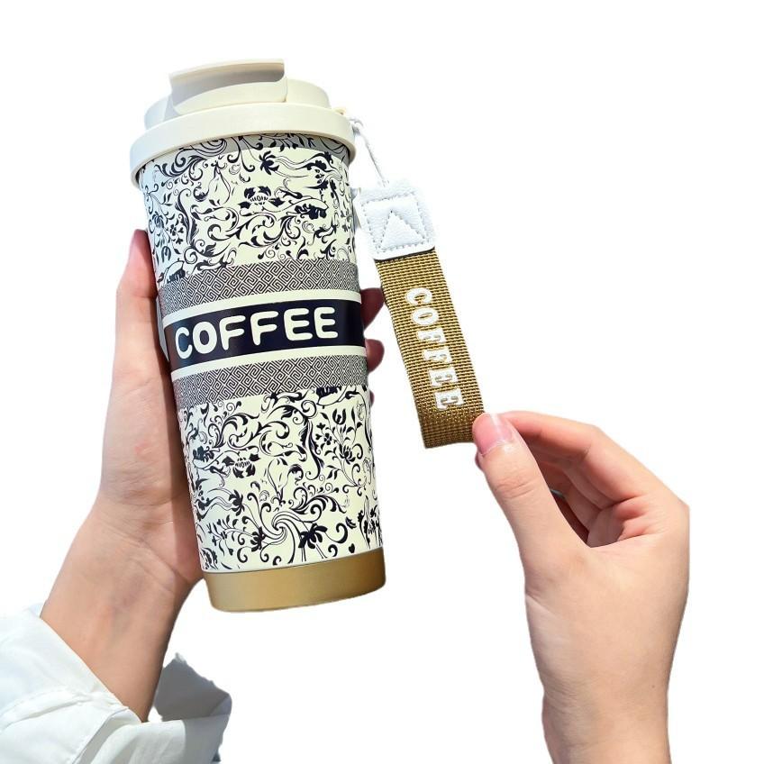 Internet Celebrity Stainless Steel Lily of the Valley Cup Portable Cup Cover Milk Tea Cup Matching Water Cup Anti-scalding