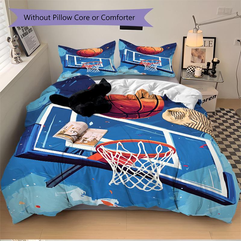 3pcs Basketball Hoop Bedding Set, Includes Without Pillow Inserts, Soft Comfortable Bedding Set,All-Season Use a0924018