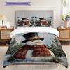 Snowman Pattern Bedding Quilt Set Quilt Cover Pillowcase Home Decoration Birthday Gift (1 * Duvet Cover + 2 * Pillowcase, Without Core)
