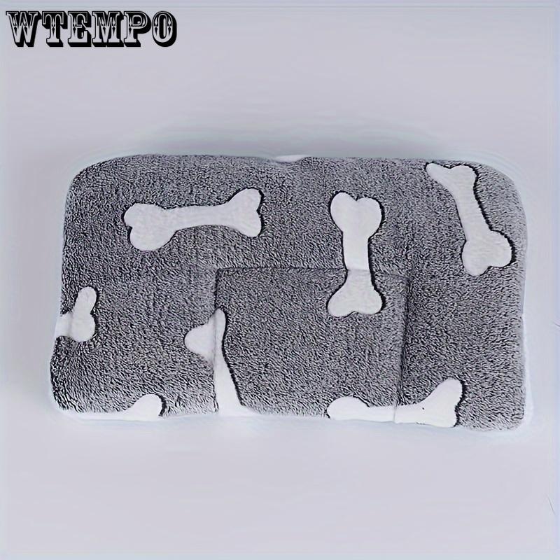 Zesílená podložka na spaní pro domácí mazlíčky se šedým kostním vzorem - Pohodlné oboustranné lůžko pro psy a kočky, Roztomilý kreslený design, Polyesterové vlákno, Lze prát v pračce