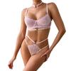 Conjunto de ropa interior erótica cómoda con realce sexy bordado rosa amor cuello mujeres de moda punto