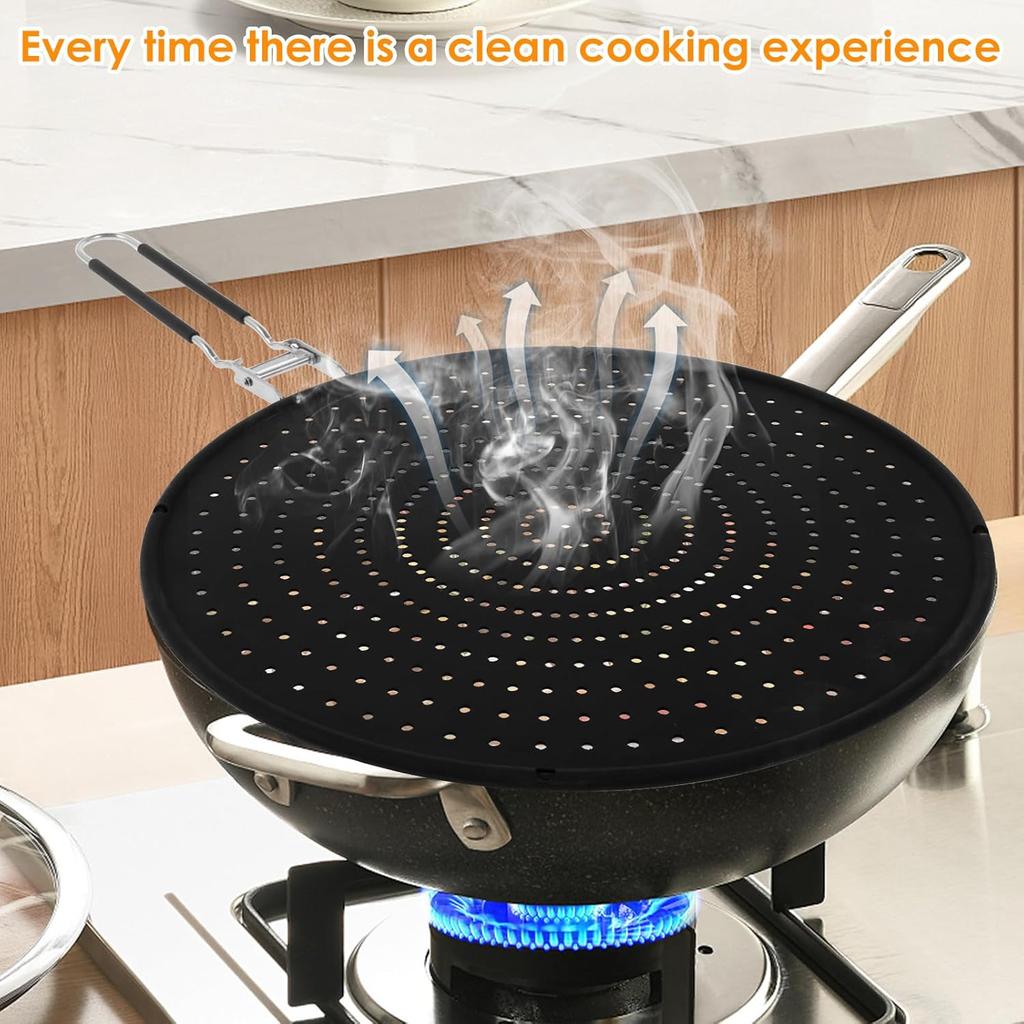 2Pcs Mesh Splatter Screen Silicone Frying Pan Screen Effective Pan Splatter Guard Easy To Clean Oil Splatter Screen Safe Reliable Splatter Screen