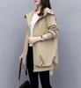 Spring Autumn Women's Jacket Long Sleeve Casual Windbreaker Female Hooded Overcoat Loose Basic Coats Lady Outwear Black