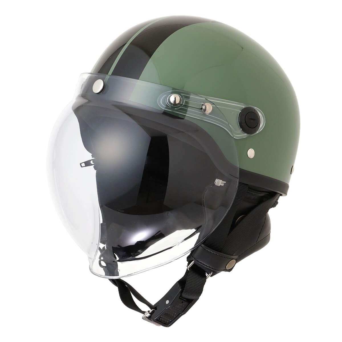 

ISHINO SHOKAI Motorcycle Helmet with Half Shield, LBJ06, ISN21101, Fits up to 125cc, Free Size (approximately 57-60cm), Organic Green/Black, FS-JAPAN,