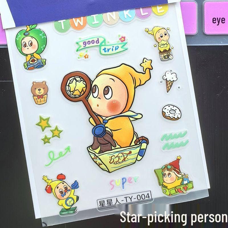 Trendy Cartoon Star Phone Case & Cute DIY Nail Stickers Set