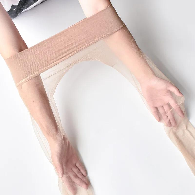 Womens Ultra Thin Sheer Pantyhose Sexy Transparent Invisible Seamless Stockings Elastic Silky Smooth Pearlescent Sockings