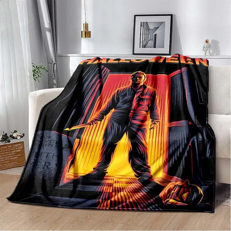 Horror movie character M-Michael Myers Halloween Home Bed Blanket Comfortable Portable Bedroom Sofa Picnic Blanket Gift