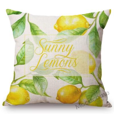 Watercolor Summer Garden Sunflower Pomegranate Flower Blossom Leaves Home Decorative Throw Pillow Case Linen Cushion Cover Case