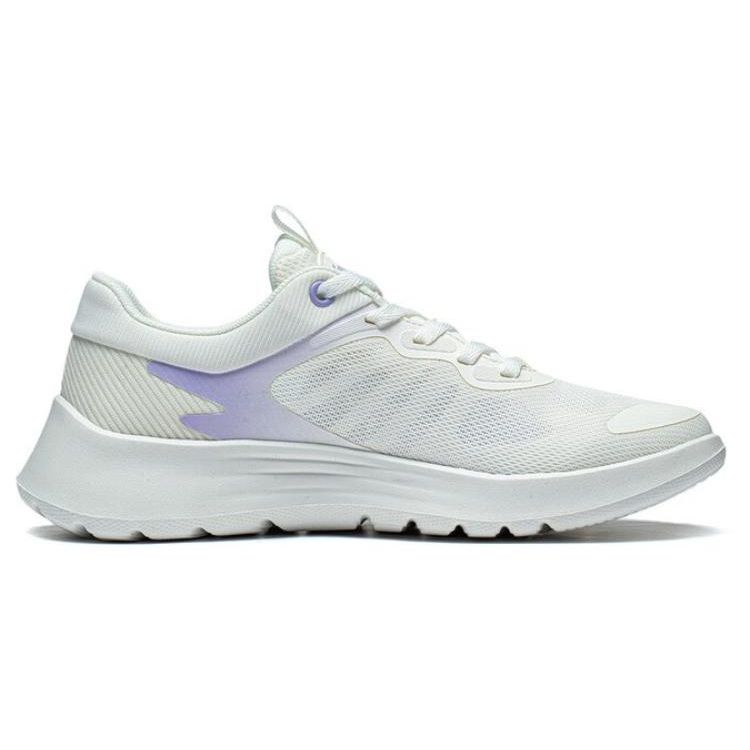 Li Ning Lightweight Soft Rebound Breathable Shock Absorbing Non-Slip Durable Low-Top Running Shoes Women sneaker White Purple ARST020-1