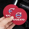 2Pcs Car Coasters Leather Water Cup Holder Mat For Volvo V60 V40 XC90 S60 C30 XC60 Car Interior Anti Slip Water Cup Pad keychain