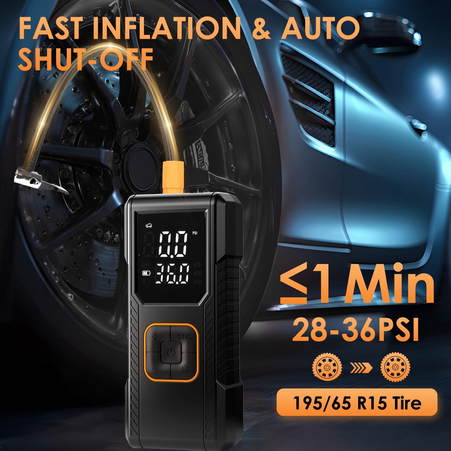 

Portable Tire Inflator 150PSI Cordless Air Pump 12V DC with Gauge, Auto Shut-Off, LED Light for Car, Motorcycle, Bike United States