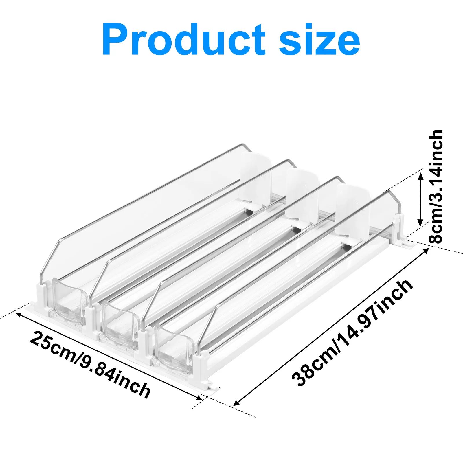 

Органайзер для напитков в холодильник с 3/4 отделениями, регулируемый, с пружинным самозадвигающимся механизмом, диспенсер для банок с содовой и другими напитками для хранения в кухонных холодильниках