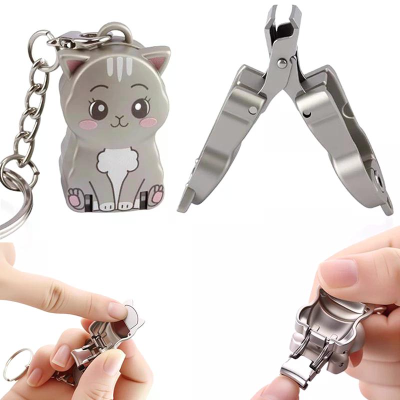 1 Pcs Exquisite Kitten Puppy Shape Keychain Foldable Nail Clipper Stainless Steel Rotary Toenail & Fingernail Manicure Trimmer