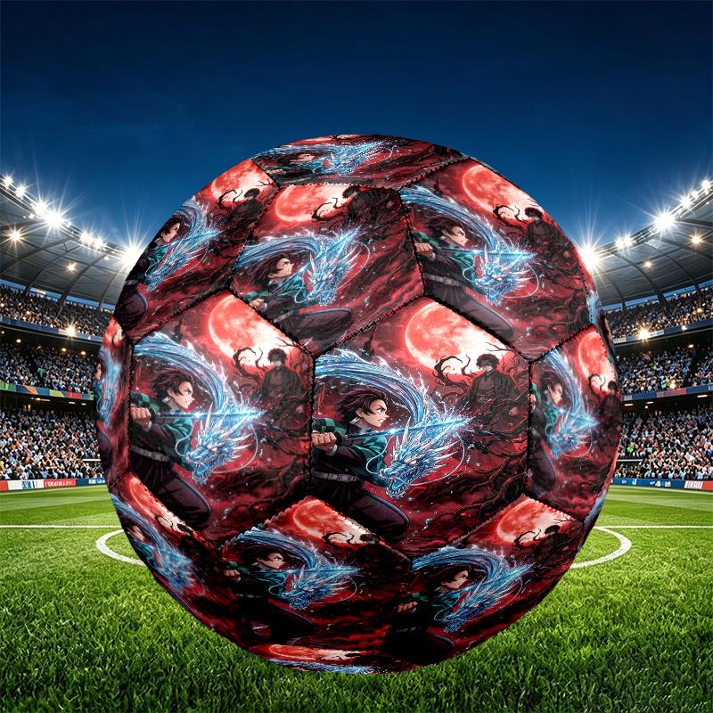 Demon Slayer Print Size 5 Soccer Ball, PU Wear Resistant Football for Match Training and Daily Practice, Birthday Gift for Soccer Fans