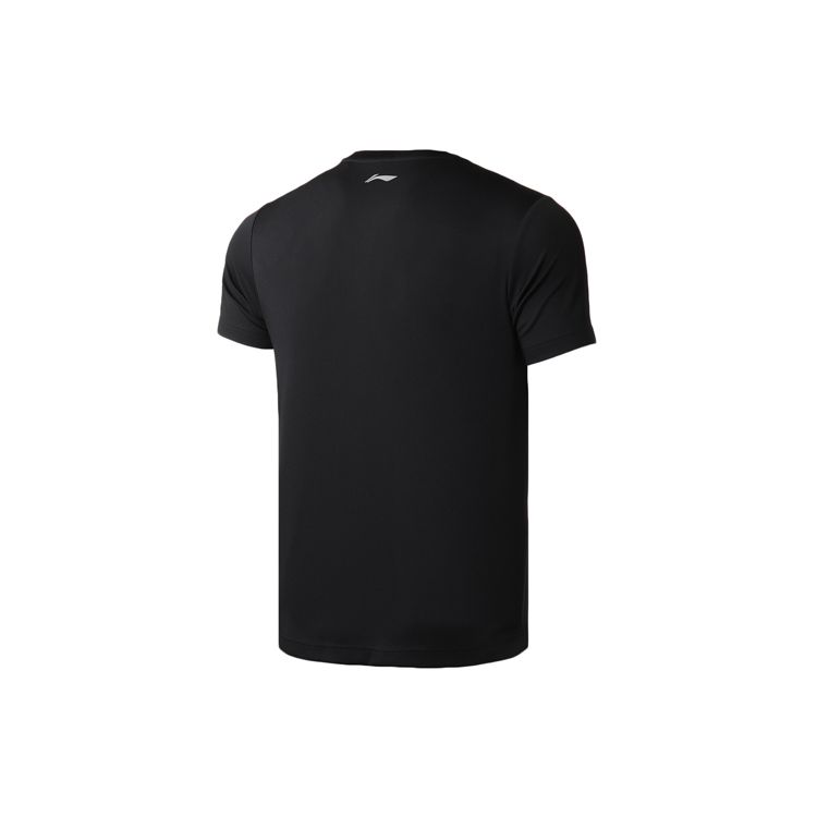 Li Ning Training Series Round Neck Letter Print Sports Short Sleeve T-Shirt Men Tops Black ATSQ305-2