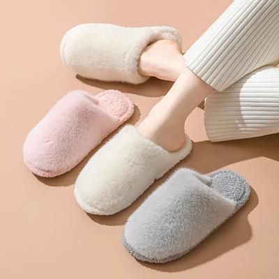 Women Slippers  Autumn/winter Cotton Plush Flat Bottomed Shoes Comfort Warm Lightweight Home Cotton Slippers Chanclas Mujer