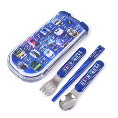 ESTILO DOCE COLORIDO Talheres Hashis Colher Garfo Produtos para Lanche Conjunto Trio Coleção Rosto de Trem Comercialização Licenciada do Leste do Japão Fabricado no Japão Meninos