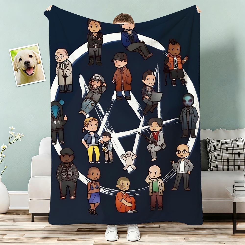 Watch Dogs Throw Lightweight g Flannel Blanket Soft Skinfriendly for Summer Cooling