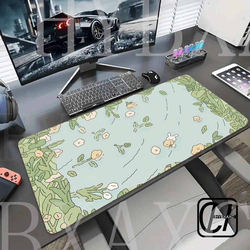 Kawaii Rabbit Mausepad Computer Keyboard Large Mouse Pad Desk Mat Office Accessories Cabinet Cushion Pc HYBXAXC Non-Slip HD Rug