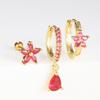 3-Piece Rhinestone Floral Water Drop Earrings & Ear Cuff Set for Women
